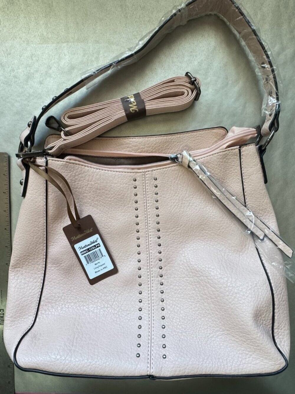 Brand NEW! Montana West Light Pink Studded Hobo Shoulder Crossbody Bag